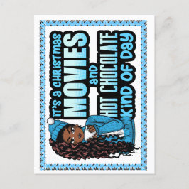 Es sind Weihnachtsfilme und heiße Schokolade Feiertagspostkarte