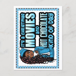 Es sind Weihnachtsfilme und heiße Schokolade Feiertagspostkarte