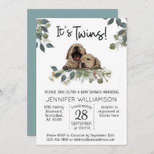 Es sind Zwillinge! Dog Baby Shower Einladung