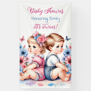Es sind Zwillinge! Personalisierte Babydusche Banner
