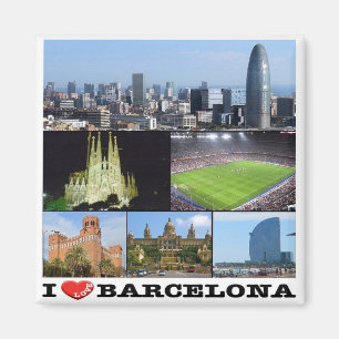 ES - Spanien - Barcelona - I Liebe - Collage Mosai Magnet
