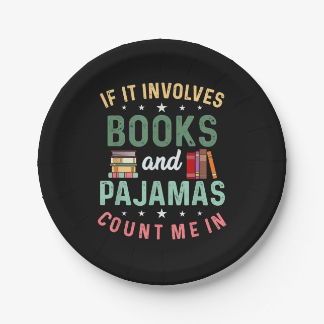 ES UMFASST BÜCHER & PAJAMAS MICH IM Funny Read Pappteller (Vorderseite)