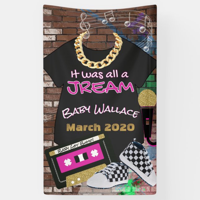 Es war alles ein Jream| 90er Hip Hop Blue & Gold Banner (Vertikal)