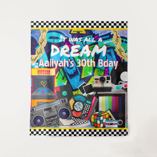 Es war alles ein Traum Retro Hip Hop Graffiti Hint Wandteppich (Vorderseite)