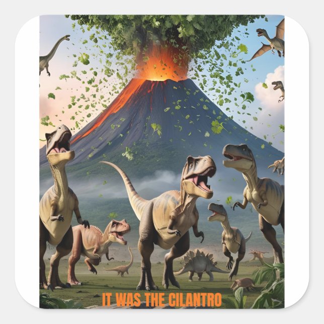 Es war der Cilantro - Funny Dinosaurier Quadratischer Aufkleber (Vorderseite)