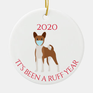Es war ein Ruff Year Dog Basenji Hound 2020 Keramik Ornament