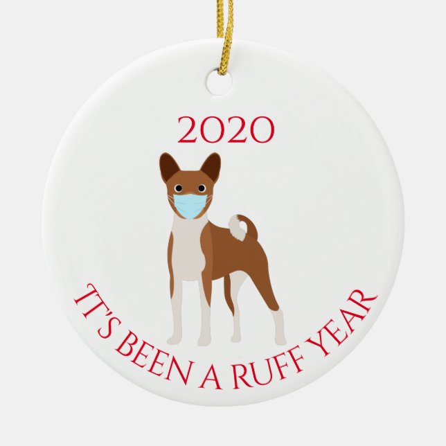 Es war ein Ruff Year Dog Basenji Hound 2020 Keramik Ornament (Vorne)