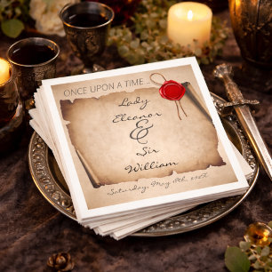 Es war einmal mittelalterliches moody Scroll Wachs Serviette