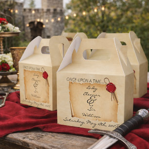 Es war einmal mittelalterliches Wachssiegel auf ge Geschenkschachtel