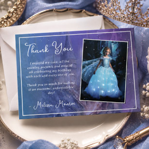 Es war einmal Prinzessin Blaue Burg Geburtstag Dankeskarte