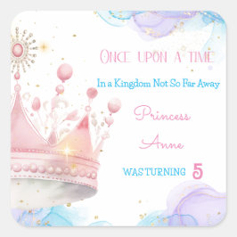 Es war einmal, Prinzessin Geburtstag Quadratischer Aufkleber