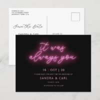 Es war immer du Neon Save the Date Einladung Po
