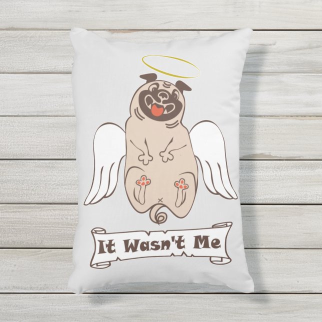 Es war kein lustiges Zitat von "Ich-Engel-Mops" Kissen Für Draußen (Vorderseite(Vertikal))