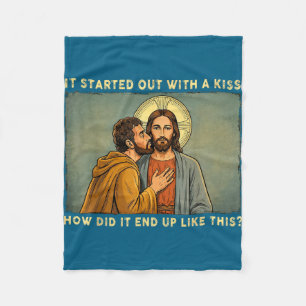 Es war nur ein Kuss Jesus & Judas Meme lustig Fleecedecke