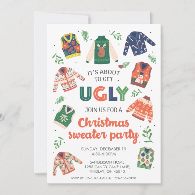 Es wird bald Ugly Christmas Sweater Party bekommen Einladung (Vorderseite)