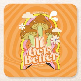 Es wird besser | Gute Vibes & Groovy fühlt sich ku Rechteckiger Pappuntersetzer