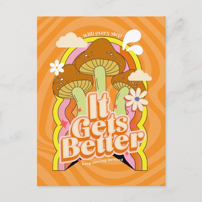 Es wird besser | Gute Vibes & Retro Groovy Feels Postkarte (Vorderseite)