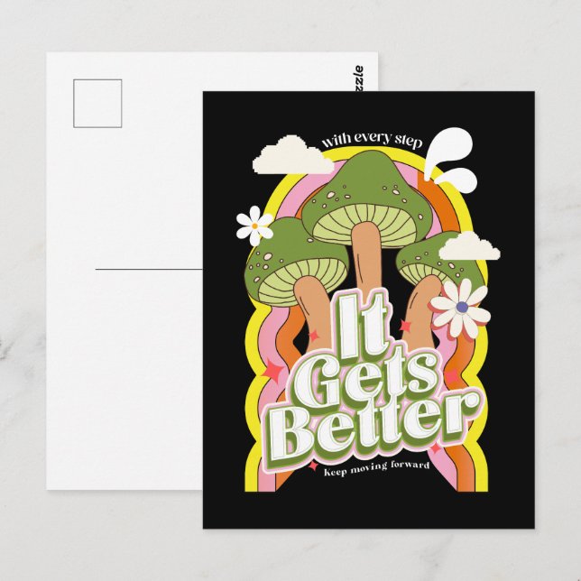Es wird besser | Gute Vibes & Retro Groovy Feels Postkarte (Vorne/Hinten)