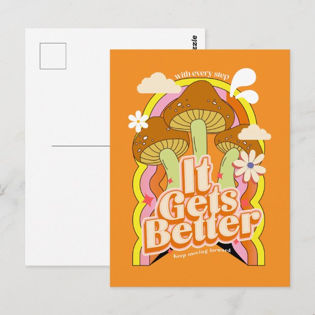Es wird besser | Gute Vibes & Retro Groovy Feels Postkarte (Vorne/Hinten)