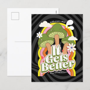 Es wird besser Gute Vibes & Retro Groovy Gefühle Feiertagspostkarte