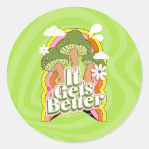 Es wird besser Gute Vibes & Retro Groovy Gefühle Runder Aufkleber