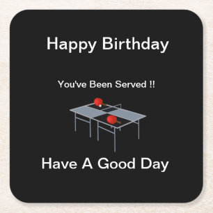 Es wird ein sonniges Tischtennis serviert, Rechteckiger Pappuntersetzer