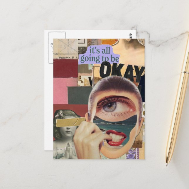 Es Wird Schon Werden Mixed Media Collage Postkarte (Vorderseite/Rückseite Beispiel)
