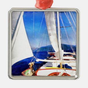 Es wurde Land für Boote geschaffen, um Segelkunst Ornament Aus Metall
