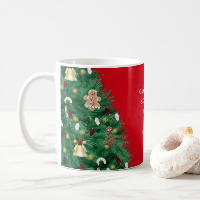 Es zerteilt,- Weihnachtsbaum -, Personalizable Kaffeetasse (Mit Donut)