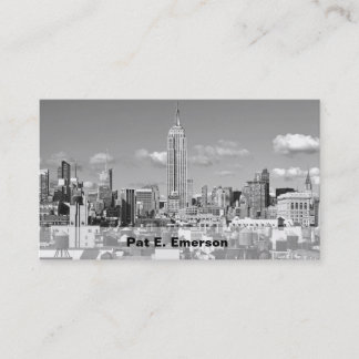 ESB NYC Skyline Puffy Clouds BW Visitenkarte