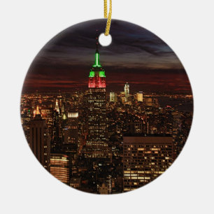 ESB, Vintag Look Red Green Damask #3 Xmas Keramikornament