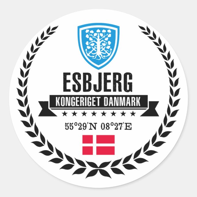 Esbjerg Runder Aufkleber (Vorderseite)