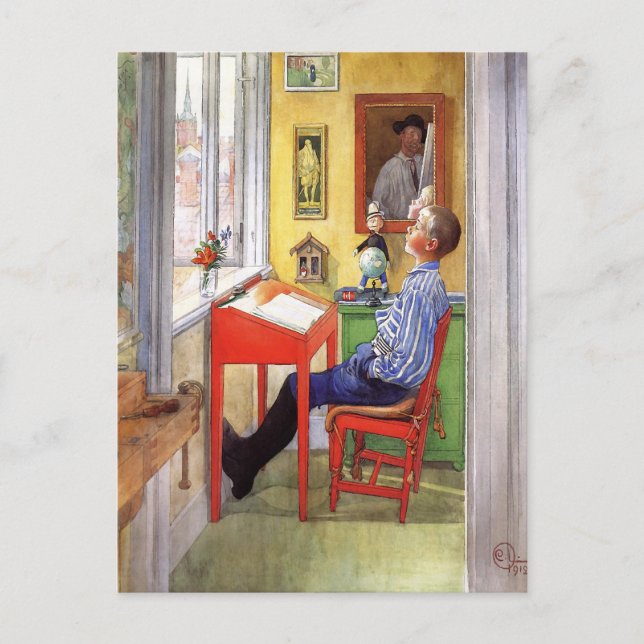 Esbjorn macht seine Hausaufgaben von Carl Larsson Postkarte (Vorderseite)