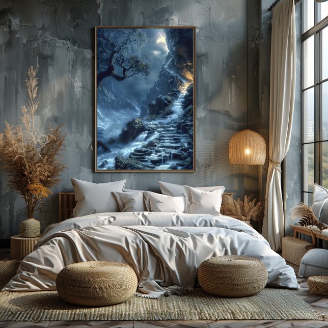 Escaleras Místicas en Cascada: Paisaje Surrealista Poster (Von Creator hochgeladen)