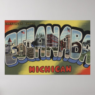 Escanaba, Michigan - große Buchstabe-Szenen Poster