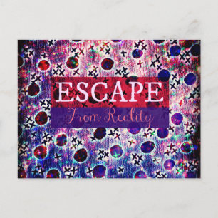 ESCAPE OF REALIALITY Typografy Lila Art Hipster Postkarte