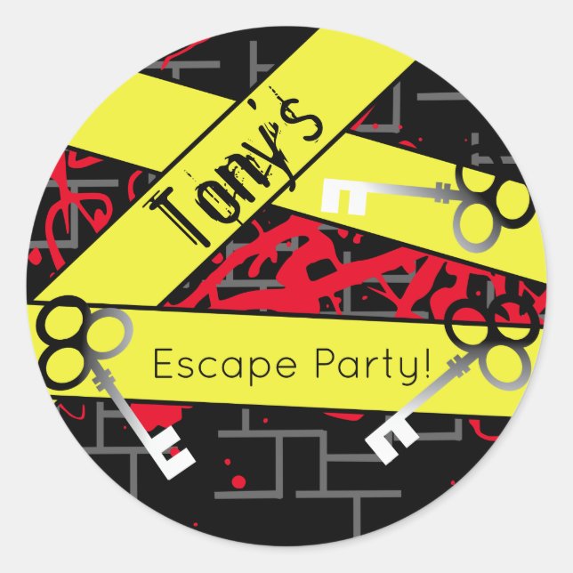 Escape Party Birthday Maze Keys Mystery Mix Runder Aufkleber (Vorderseite)