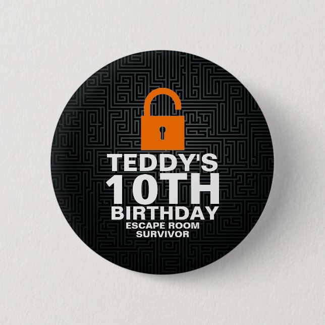 Escape Room Birthday Party Mystery Party Favor Button (Vorderseite)