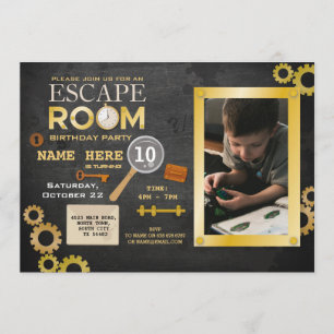 Escape Room Geburtstagsparty Clues Einladung Foto