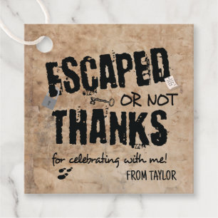 Escape Room Geburtstagsparty Danke Geschenkanhänger
