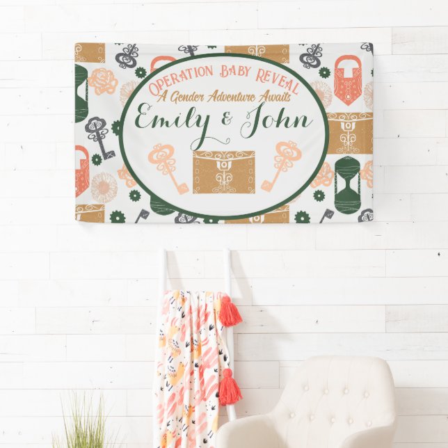 Escape Room Gender Reveal Baby Shower Banner (Insitu)