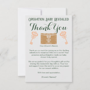 Escape Room Gender Reveal Baby Shower Dankeskarte