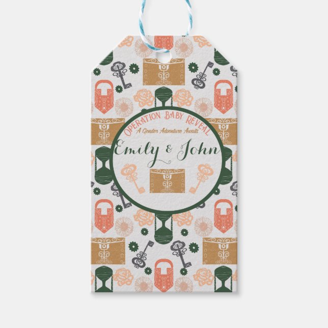 Escape Room Gender Reveal Baby Shower Geschenkanhänger (Vorderseite)