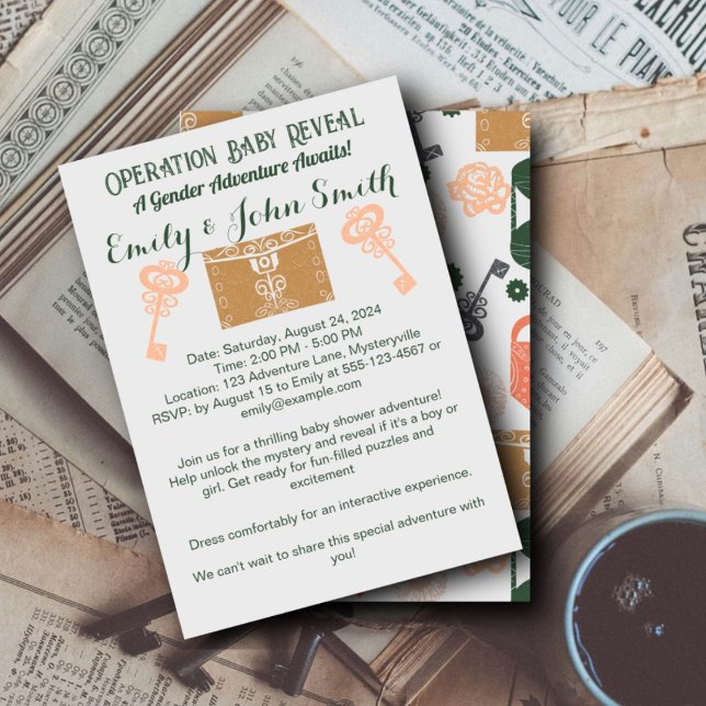 Escape Room Gender Reveal Baby Shower Gold Einladung (Von Creator hochgeladen)