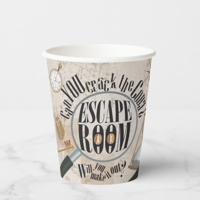 Escape Room Party liefert Mystery Scavenger Hunt Pappbecher (Vorderseite)