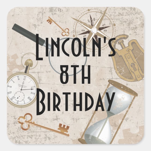 Escape Room Scavenger Hunt Puzzle Personalisiert Quadratischer Aufkleber (Vorderseite)