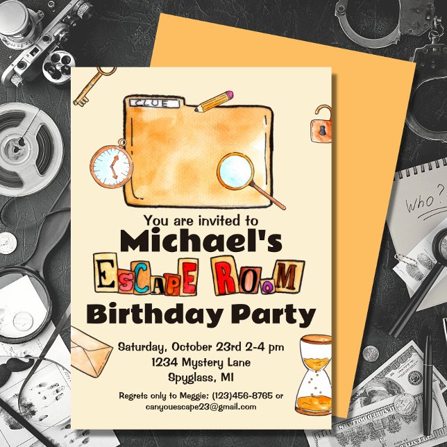 Escape Room Spy Mystery Birthday Einladung (Von Creator hochgeladen)