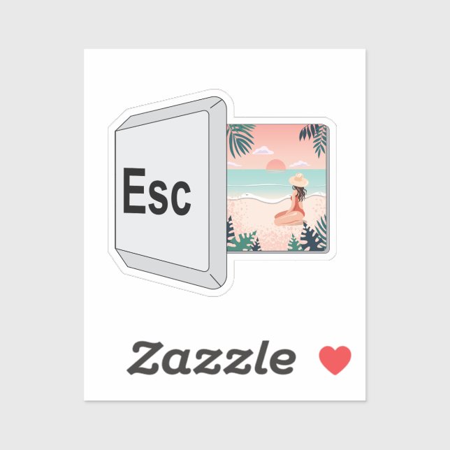 Escape-Tastatur zum Strandparadies Aufkleber (Blatt)
