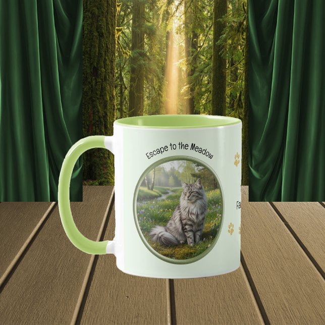 Escape to the Meadow with Norwegian Forest Cat Tasse (Von Creator hochgeladen)