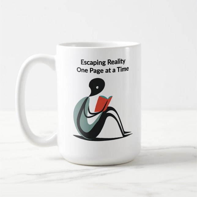 "Escaping Reality, One Page to a Time" - Buchhobby Kaffeetasse (Links)
